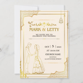 Gold Matt-Themed Wedding Invitation Design