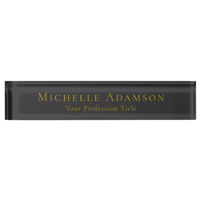 Gold & Matte Black Professional Plain Modern Nameplate (Front)