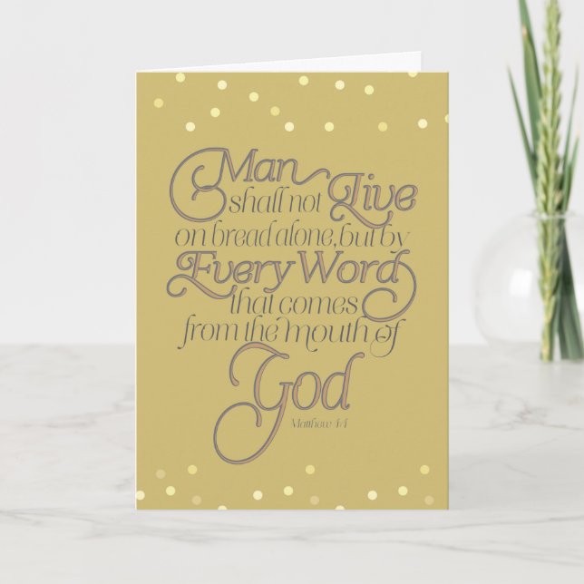 Gold  Matthew 4:4 Word of God Card (Front)