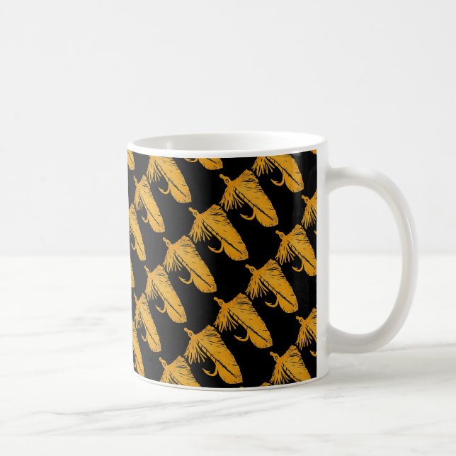 "Gold Matuka on Black" Tiled Trout Fly Mug (Right)