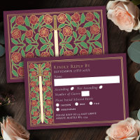 Gold Mauve Mediaeval Floral Sword Wedding RSVP