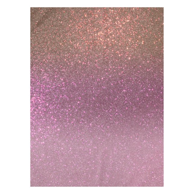 Gold Mauve Purple Sparkly Glitter Ombre Gradient Tablecloth (Front)