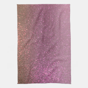 Gold Mauve Purple Sparkly Glitter Ombre Gradient Tea Towel