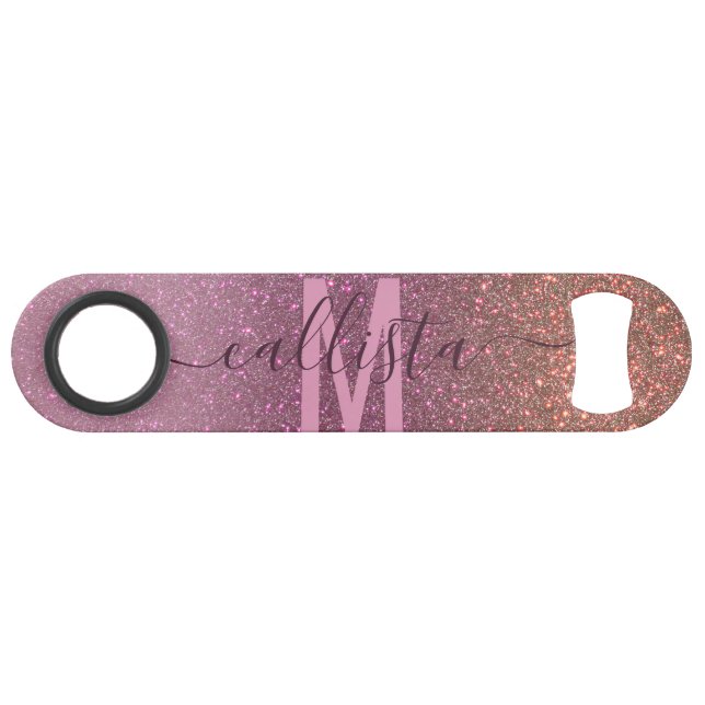 Gold Mauve Purple Sparkly Glitter Ombre Monogram (Front (Horizontal))