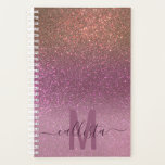 Gold Mauve Purple Sparkly Glitter Ombre Monogram Planner<br><div class="desc">This elegant, glamourous, and chic print is perfect for the trendy and stylish girly girl. It features a faux printed sparkly dark gold glitter into mauve purple into pastel purple triple gradient ombre. It's modern, pretty, girly, unique, and cool. Just customise this design with your own personalised monogram family name...</div>