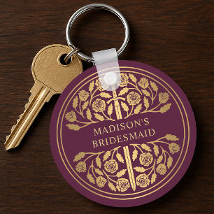 Gold Mauve Sword Bridesmaid Royal Wedding Gift Key Ring
