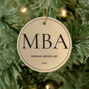Gold MBA Graduation Ceramic Ornament