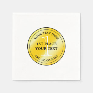 Gold medal 1st place competition champion winner napkin