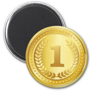 Gold medal 1st place winner button magnet