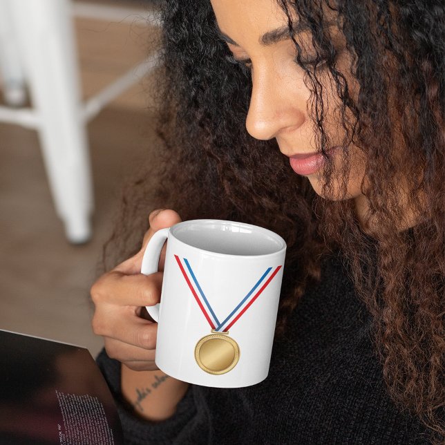 Gold Medal Award with Red White Blue Ribbon Coffee Mug (Creator Uploaded)