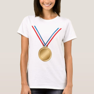 Gold Medal Award with Red White Blue Ribbon T-Shirt