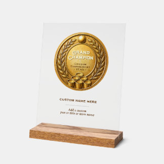 Gold Medal Beer Pong Tournament Championship Acrylic Sign