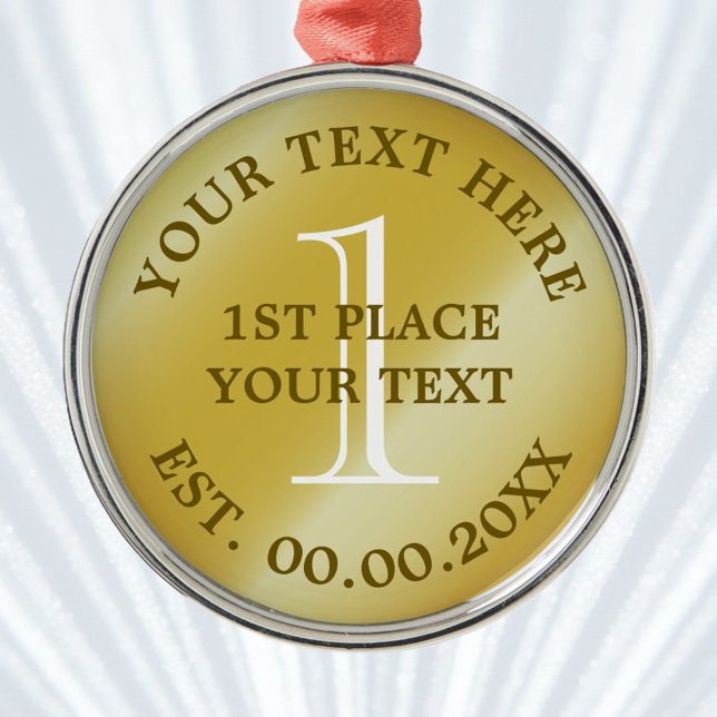 Gold medal first place champion winner medallion metal ornament (gold medal for 1st place)