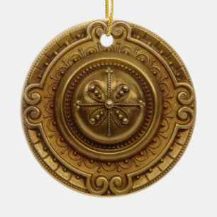 Gold Medallion Ceramic Tree Decoration