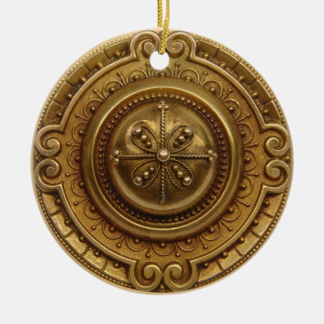 Gold Medallion Ceramic Tree Decoration (Front)