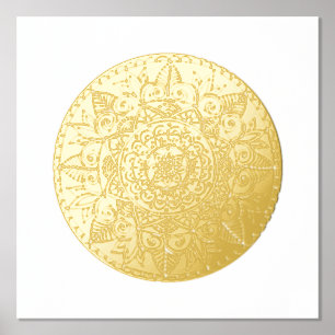 Gold Medallion Mandala Art Foil Prints