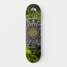 Gold Medallion Mayan Calendar Warrior Skull Jungle