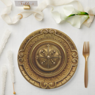 Gold Medallion Paper Plate
