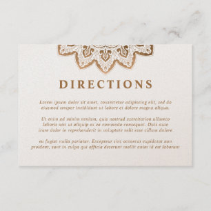 Gold Medallion Shimmer Mandala Wedding Directions Enclosure Card