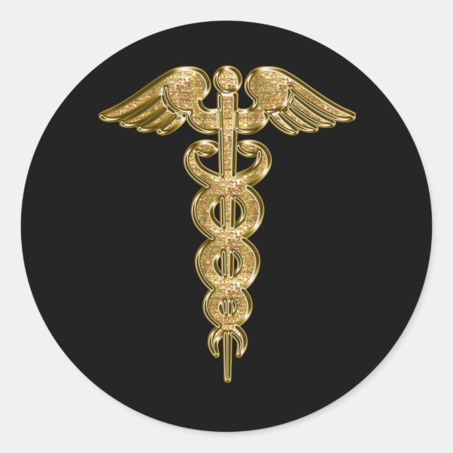 Gold medical alert badge classic round sticker (Front)