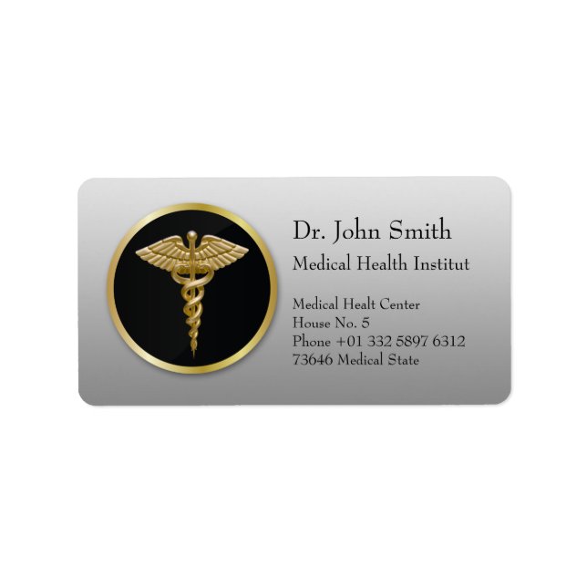 Gold Medical Caduceus - Address Label (Front)