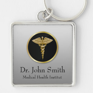 Gold Medical Caduceus - Keychain