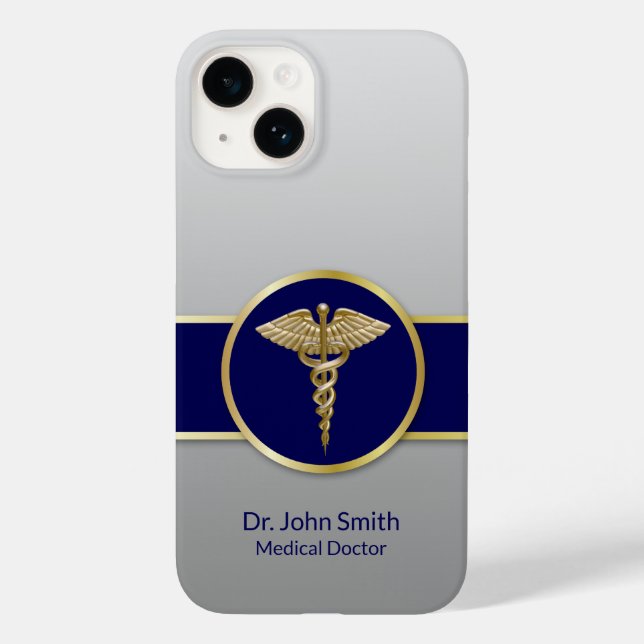 Gold Medical Caduceus Professional Blue Case-Mate iPhone Case (Back)