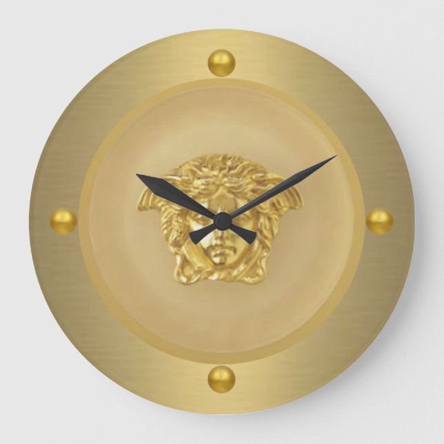 Gold Medusa Medallion Large Clock (Front)