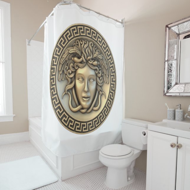 Gold Medusa Shower Curtain (In Situ)
