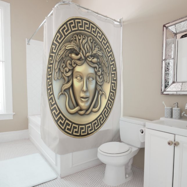 Gold Medusa Shower Curtain (In Situ)
