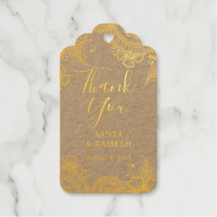 Gold Mehndi Photo Wedding Thank You Foil Favour Ta Gift Tags