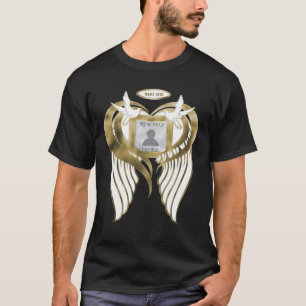 Gold Memorial Add Photo with Wings, Heart Doves T-Shirt