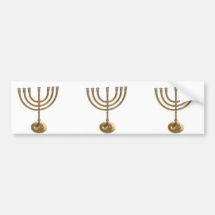 gold menorah bumper sticker