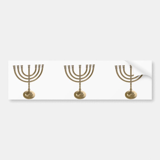 gold menorah bumper sticker (Front)