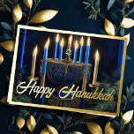 Gold Menorah Happy Hanukkah Foil Holiday Card<br><div class="desc">Goldl Menorah Happy Hanukkah</div>