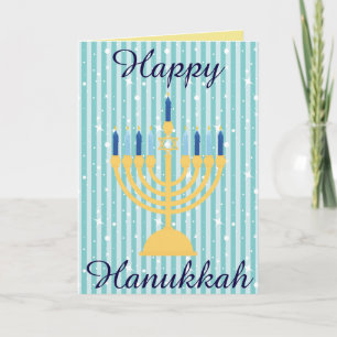 Gold Menorah Happy Hanukkah Holiday Card