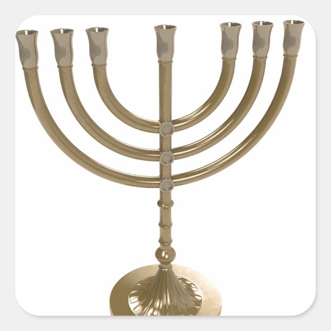 gold menorah square sticker (Front)