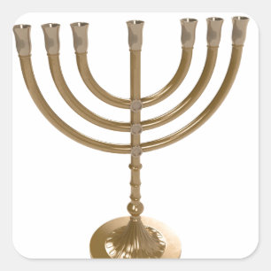 gold menorah square sticker