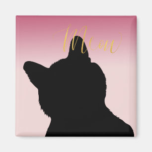Gold Meow Kitty blush pink ombre Magnet