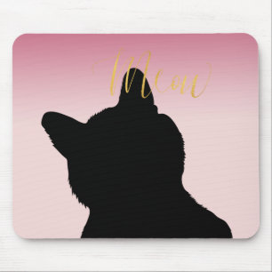 Gold Meow Kitty blush pink ombre Mouse Pad