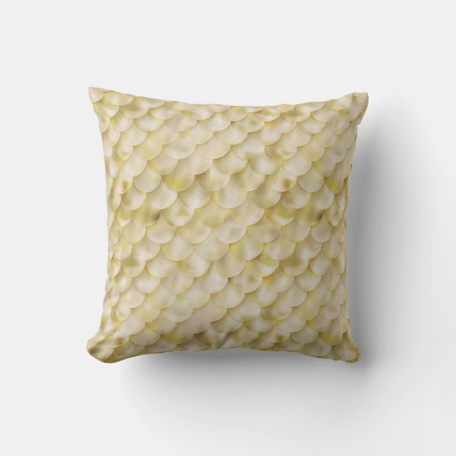 Gold Mermaid Print pattern cushion (Front)