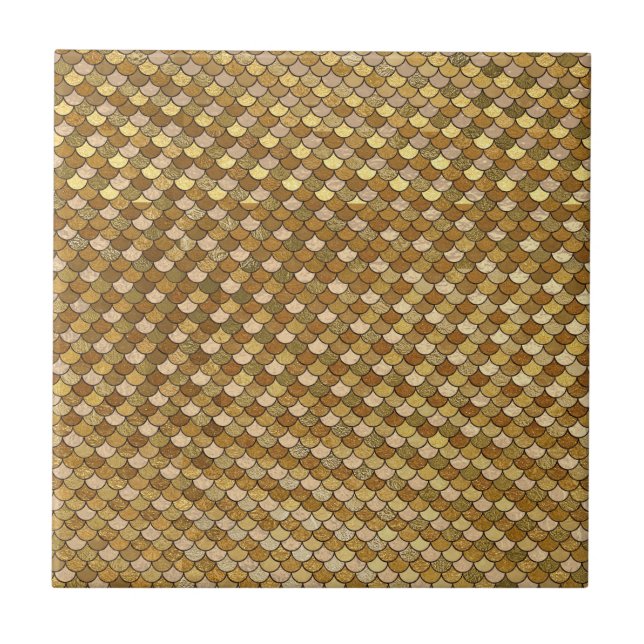 Gold Mermaid Tail Texture Pattern Glitter Modern Ceramic Tile (Front)