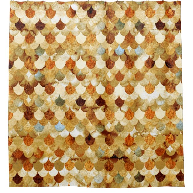 Gold Mermaidscales Mermaid Fishscales Scales Shower Curtain (Front)