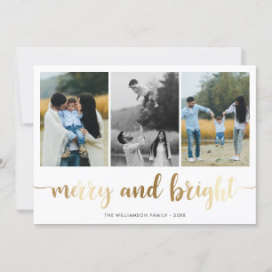 Gold Merry And Bright Script   Holiday Photo