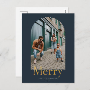 Gold Merry Arch Frame Photo Holiday Postcard