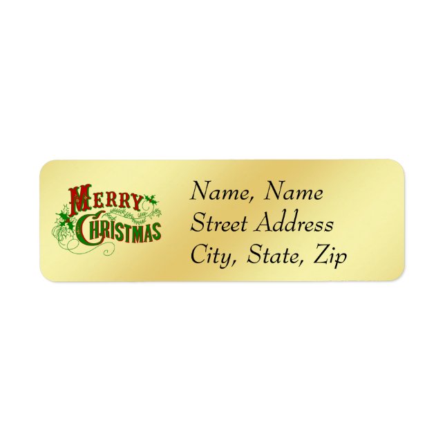 Gold Merry Christmas Address Label Return Address Label (Front)