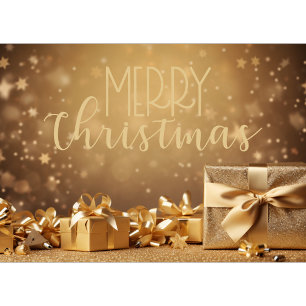 Gold Merry Christmas Business Holiday Card