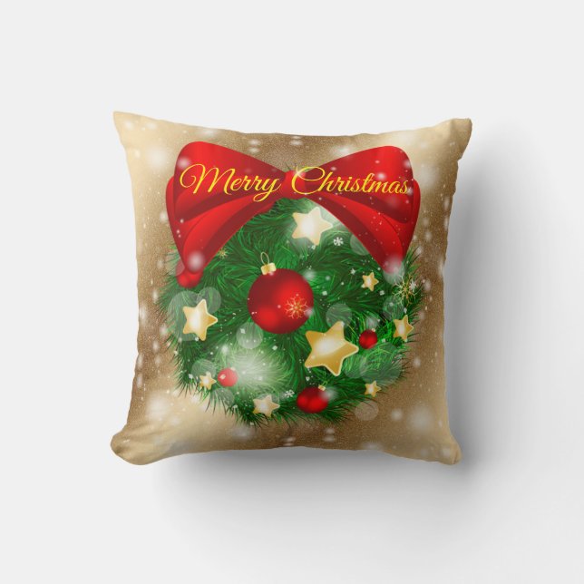 Gold Merry Christmas Cushion (Front)