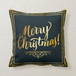Gold Merry Christmas Cushion