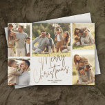 Gold Merry Christmas Five Photos Holiday Card<br><div class="desc">Multi photo Christmas holiday cards feature your names and the words Merry Christmas in chic gold lettering on a off white background. Just upload your favourite family photos and add your family personalisation on the back. Select Matte for heaviest paper and High Definition for best photo quality.</div>